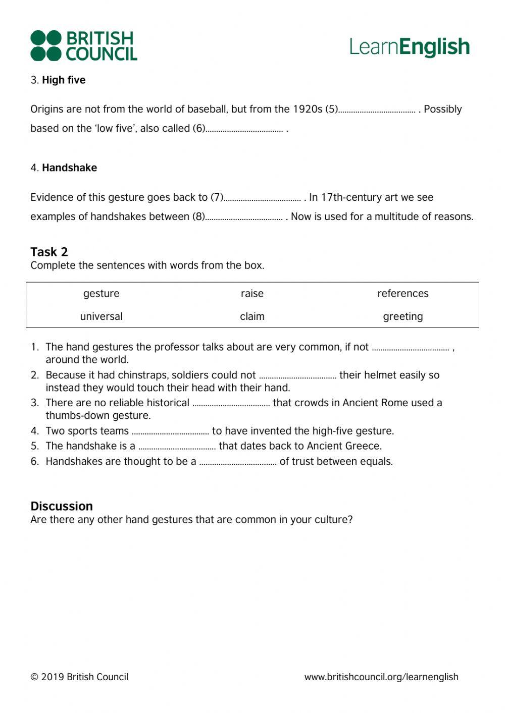 Listening: The hand gesture (L6)