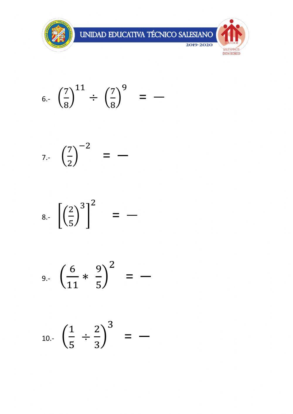 Potencias con números racionales