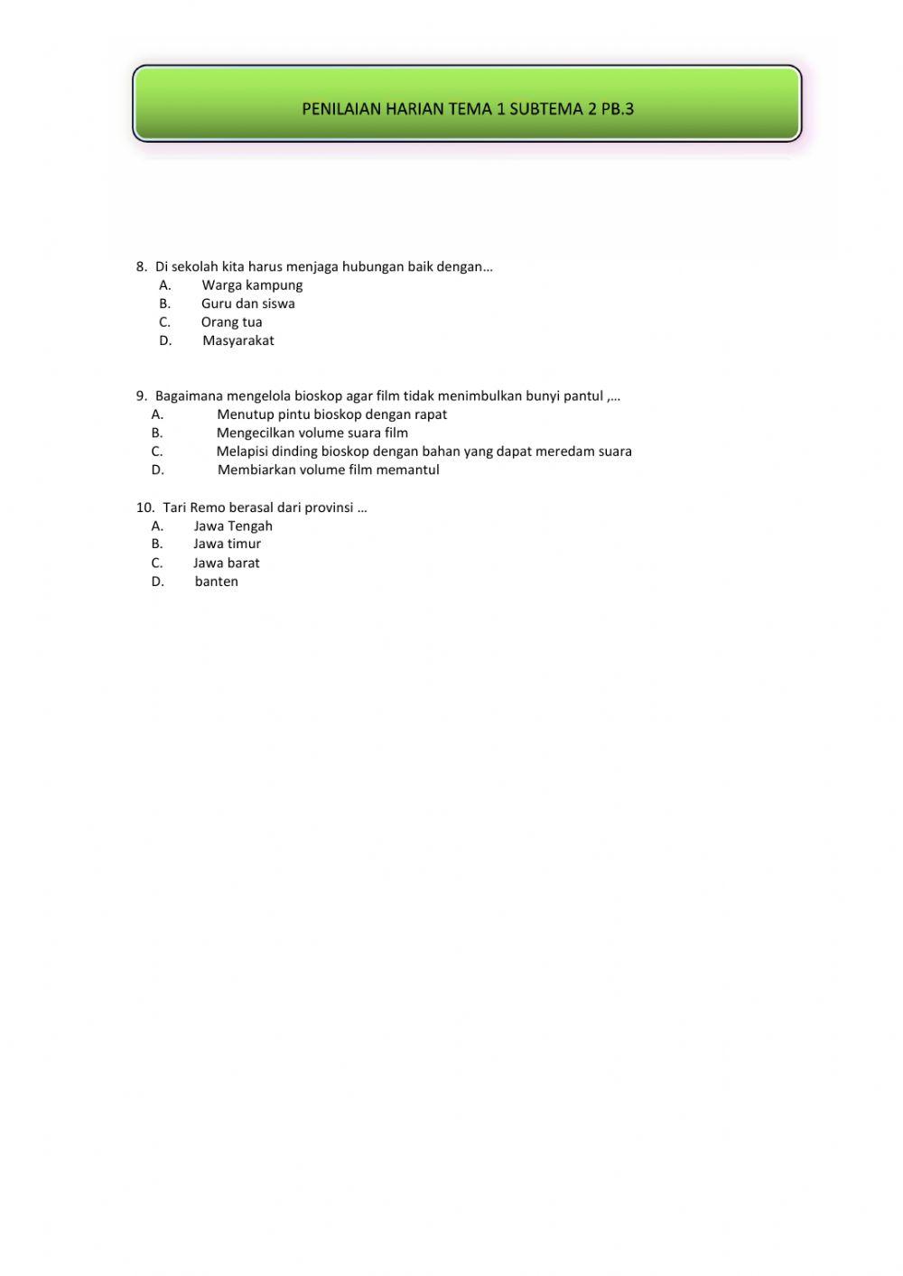 Penilaian Harian Tema 1  subtema2.pb.3