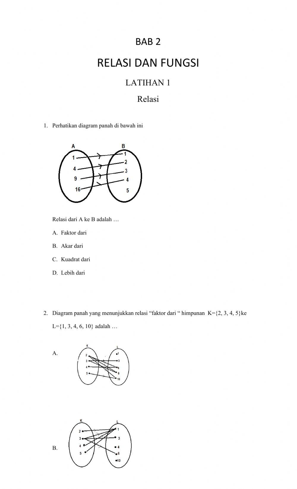 PJJ2 RELASI FUNGSI latihan 1