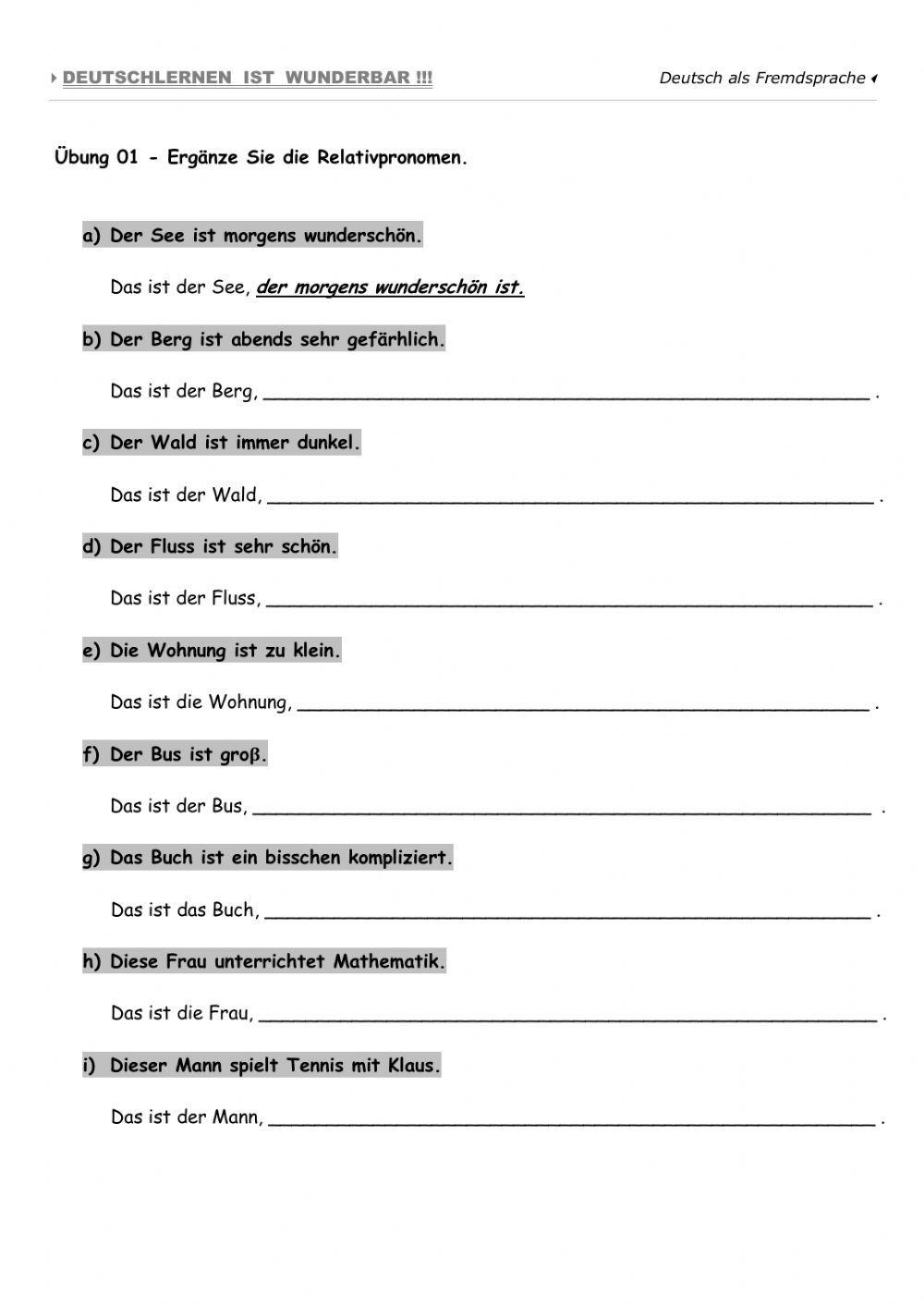 Relativsätze Nominativ