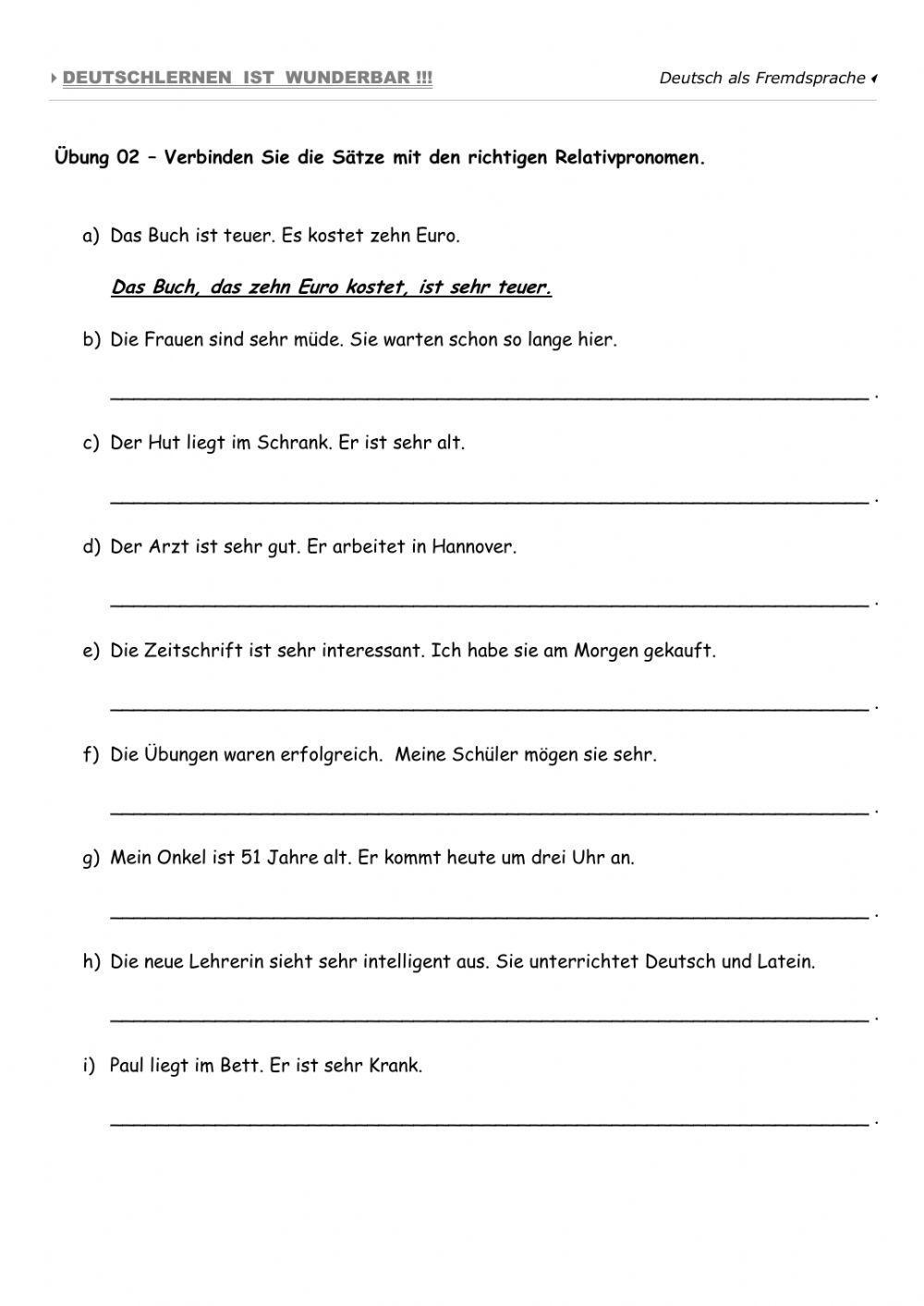 Relativsätze Nominativ