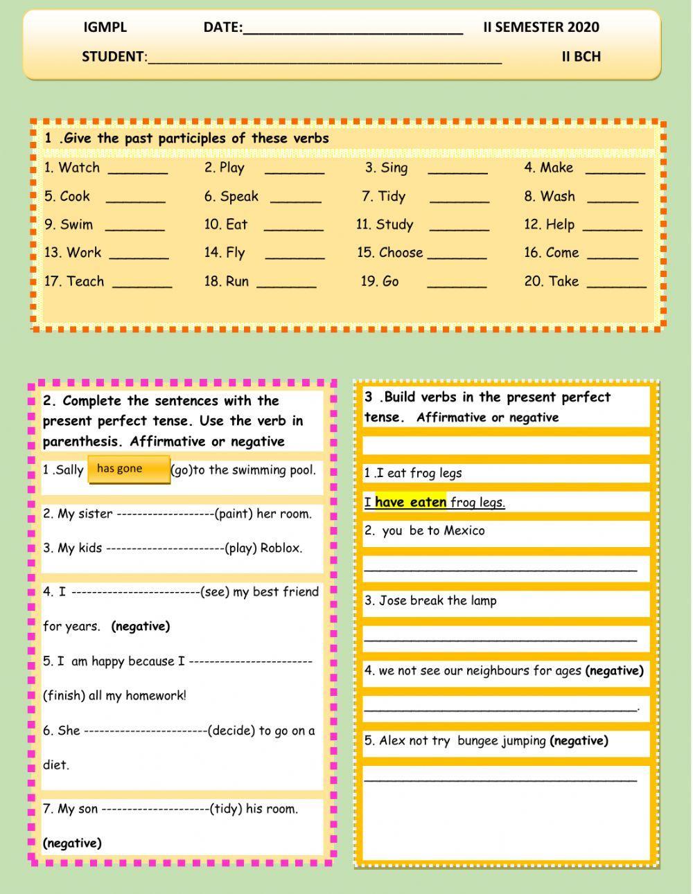 Present Perfect Tense Present Perfect Tense
