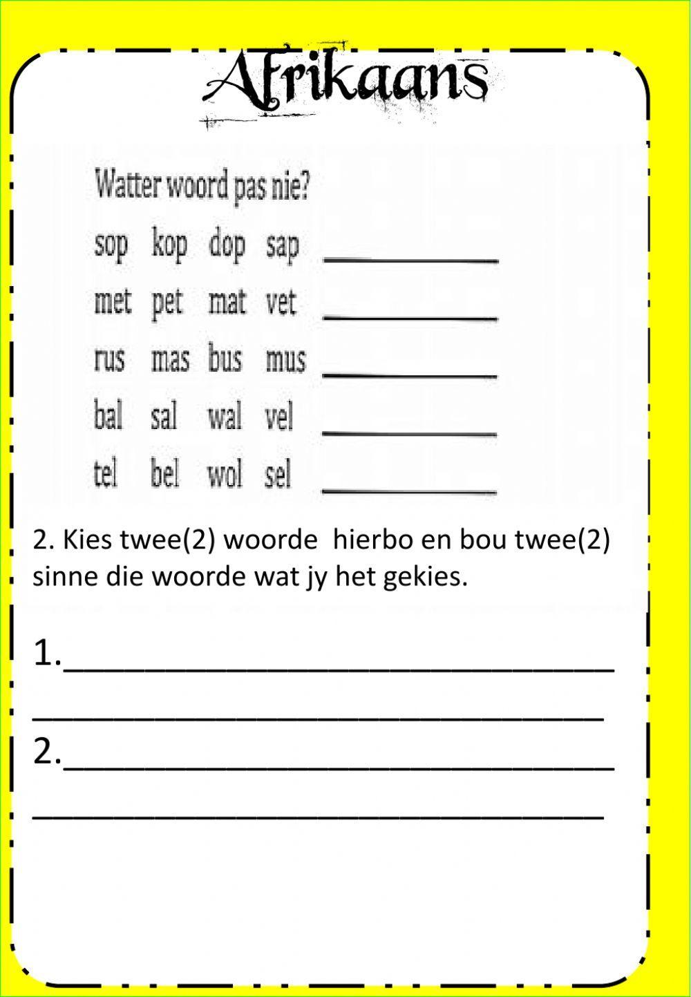 Grade 1 Afrikaans Worksheets Pdf