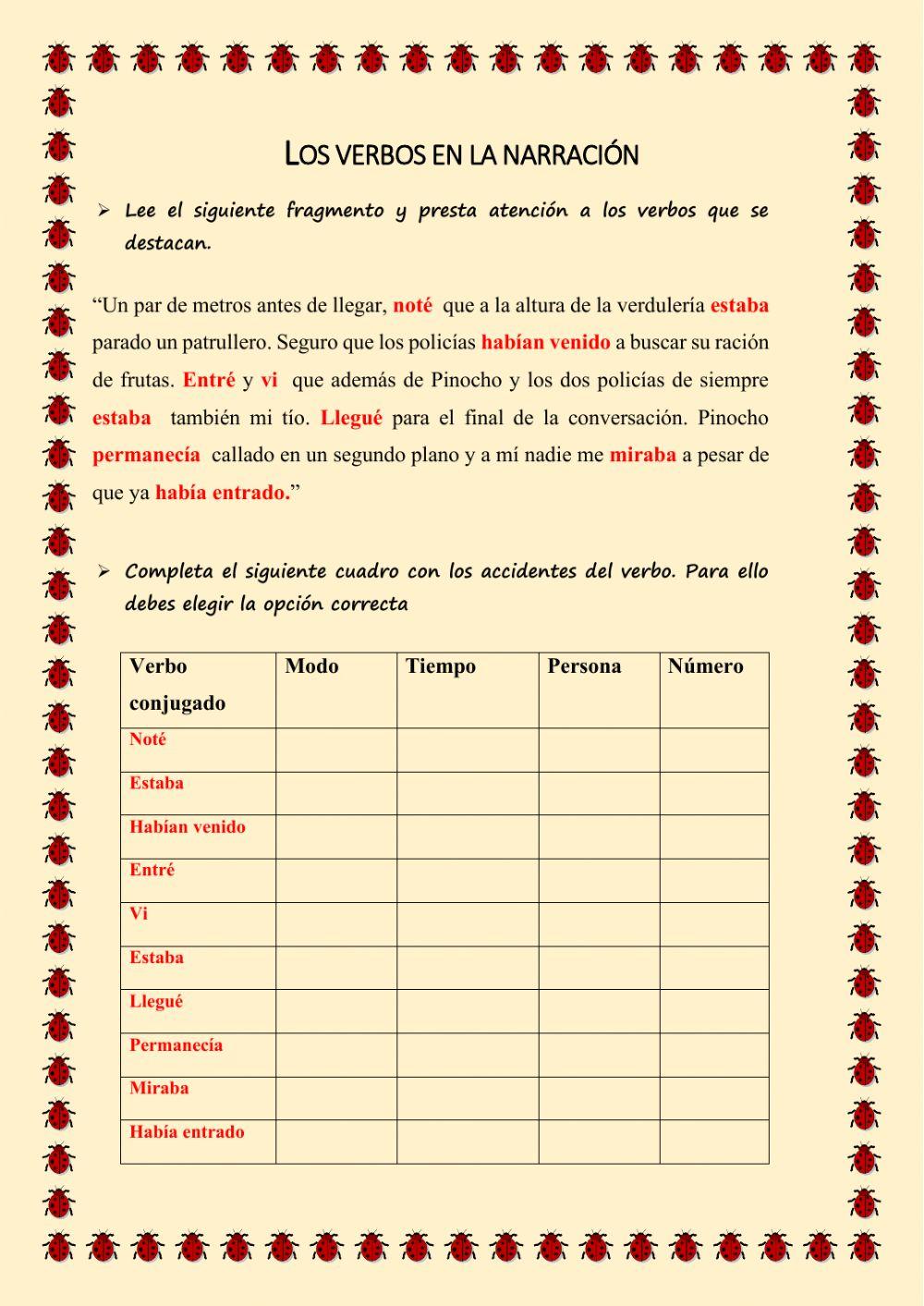 Verbos en la narración