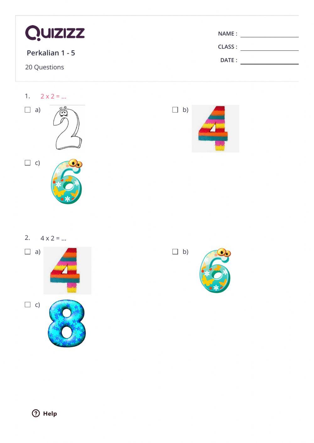 Perkalian 1-5 Perkalian 1-5