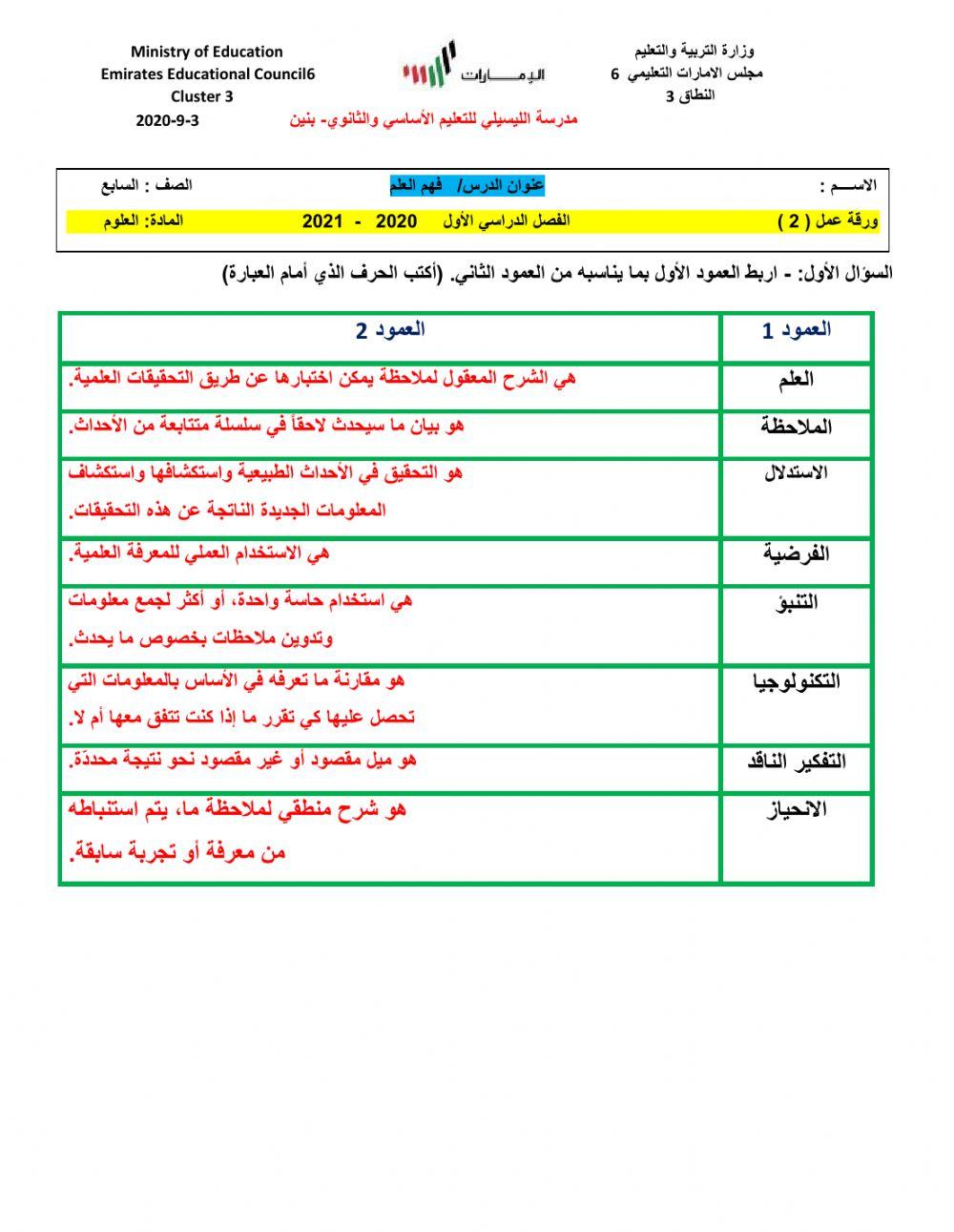 الدرس الأول: فهم العلم-2