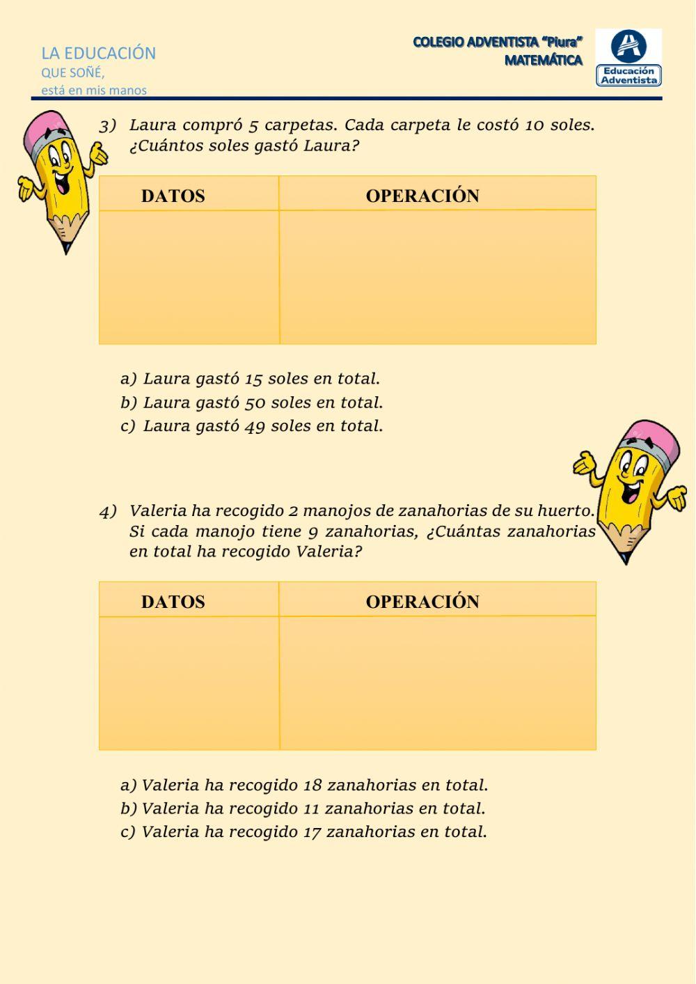 Problemas de multiplicación