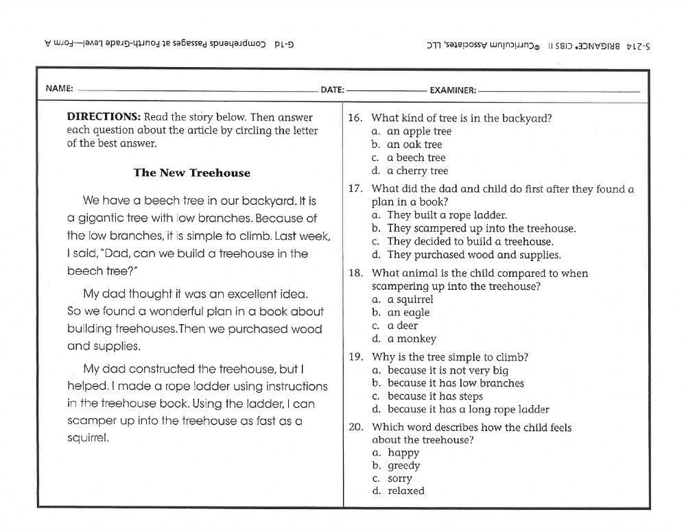 Brigance Reading Comprehension