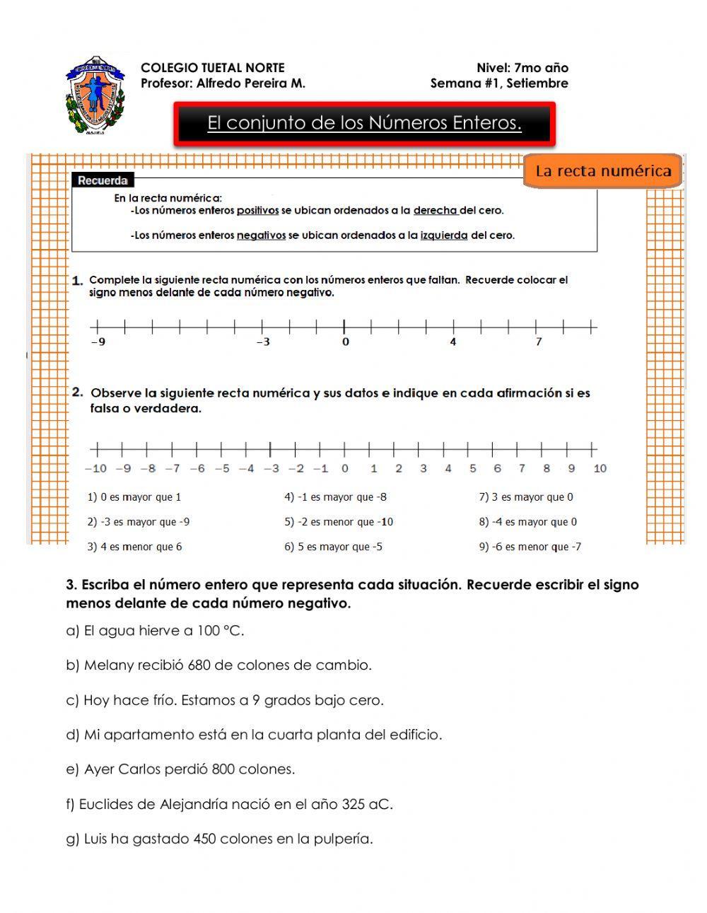 El conjunto de los Números Enteros