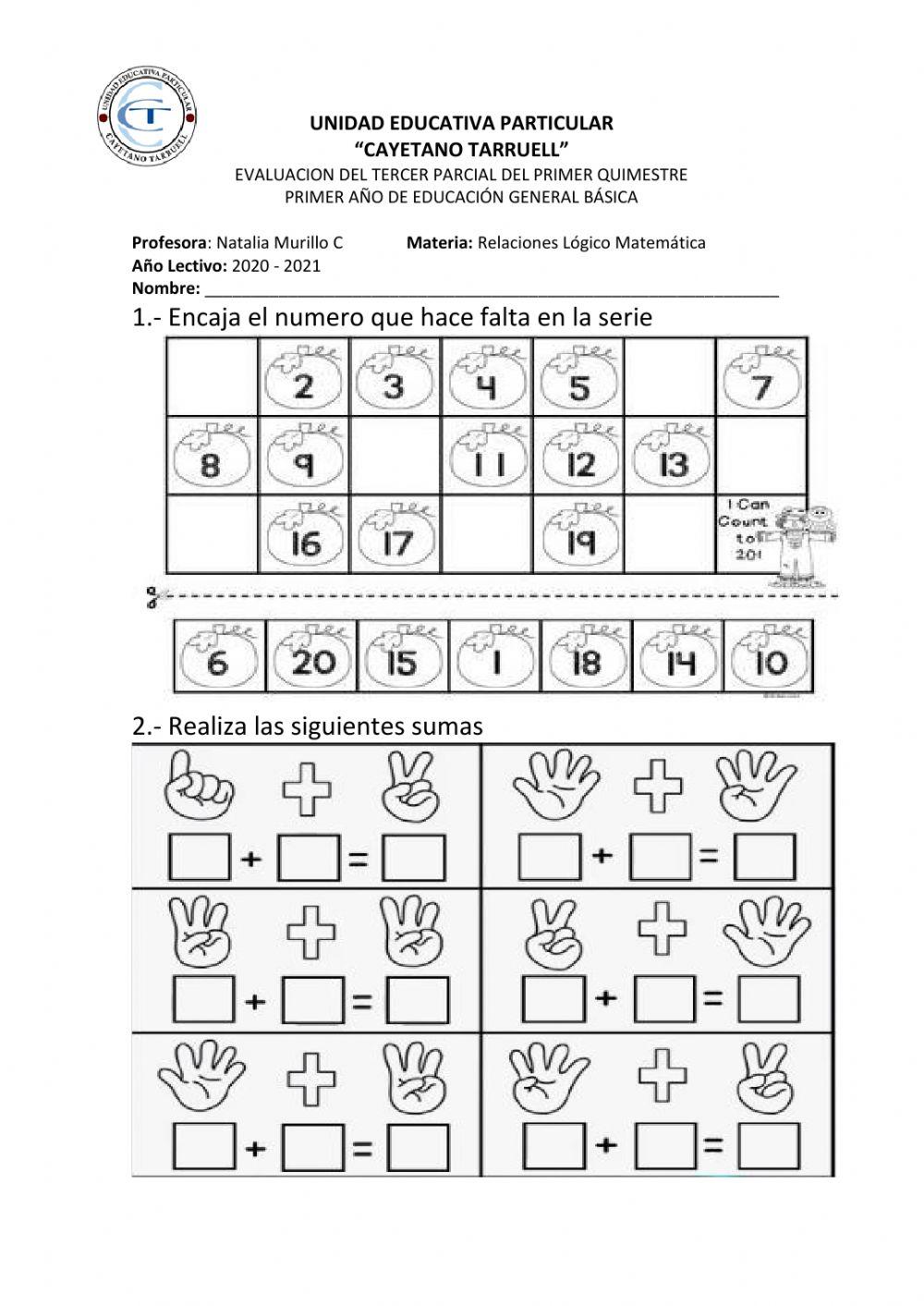 Evaluación Parcial Matemática