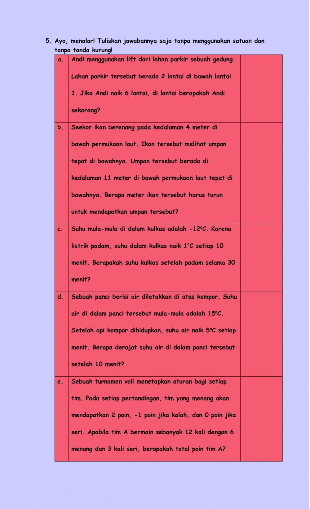 Review Operasi Hitung Bilangan Bulat