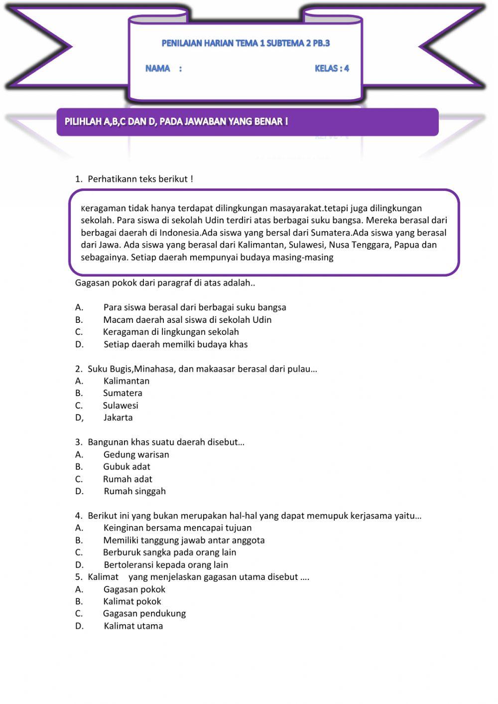 Penilaian Harian Tema 1 Subtema2 PB.4