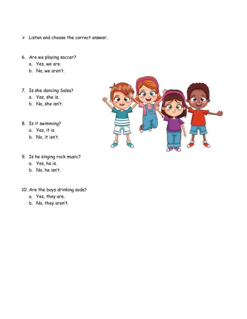 Present continuous listening Quiz