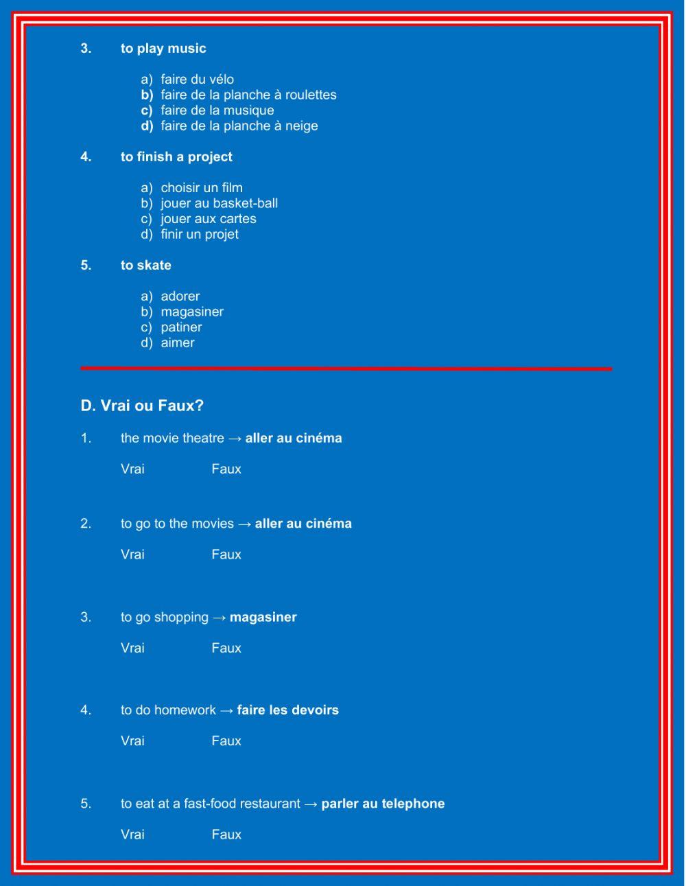 Vocabulaire: Les amis s'amusent