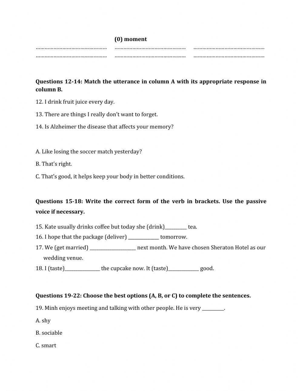 Lớp 10 - Kiểm tra một tiết số 1