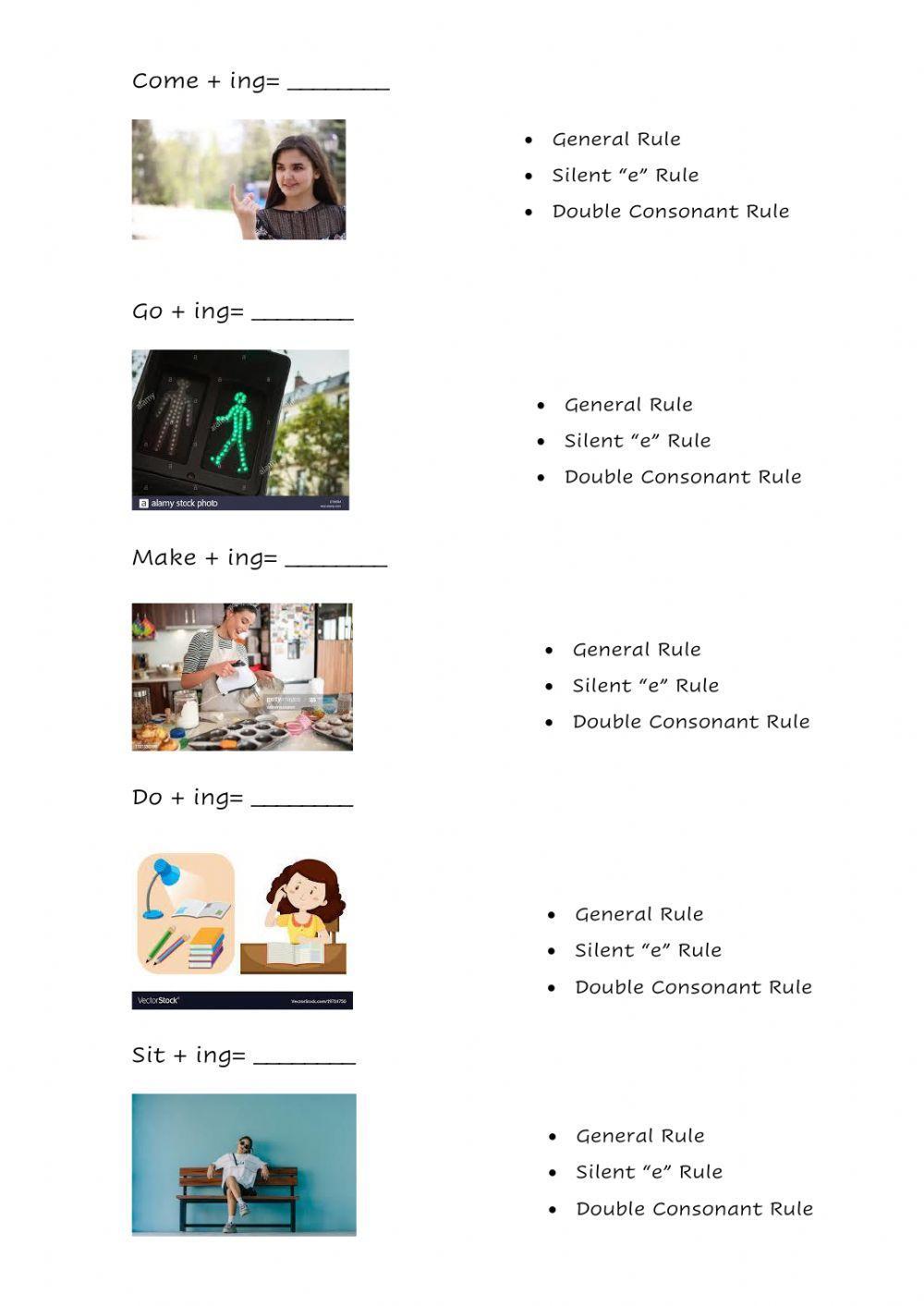 -ing- spelling rules