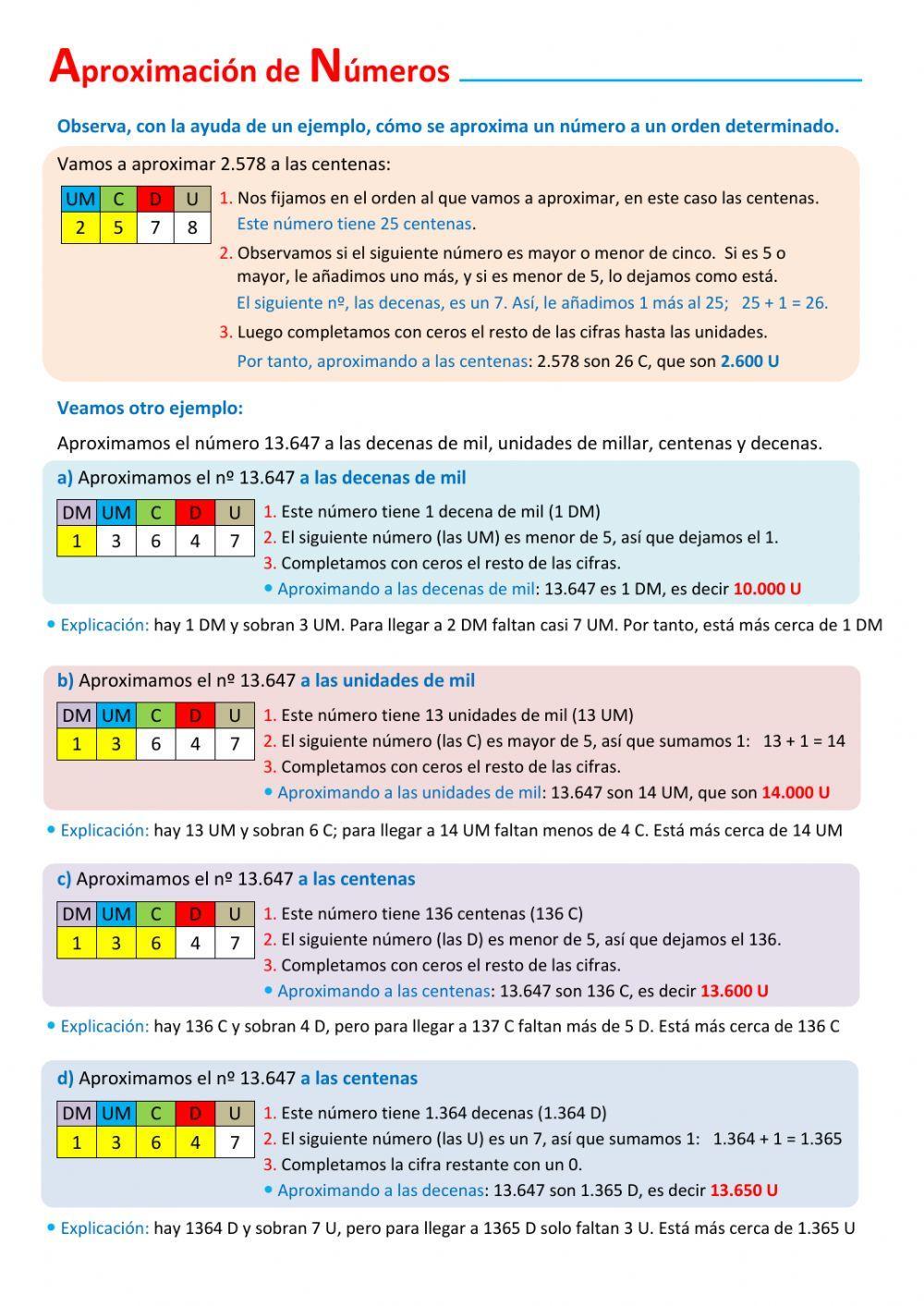 Aproximación de números
