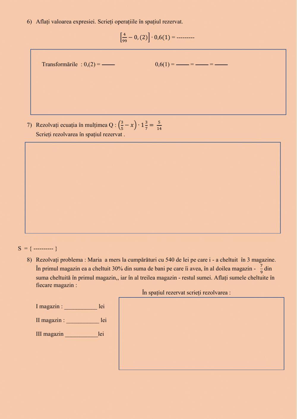 Evaluare inițială-clasaVII-Varianta II