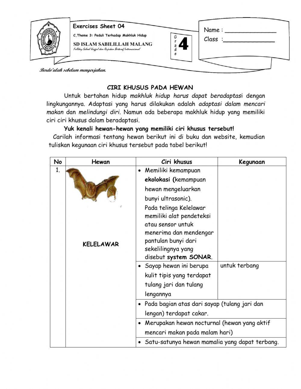 Lks 05 bagian tubuh hewandan fungsinya