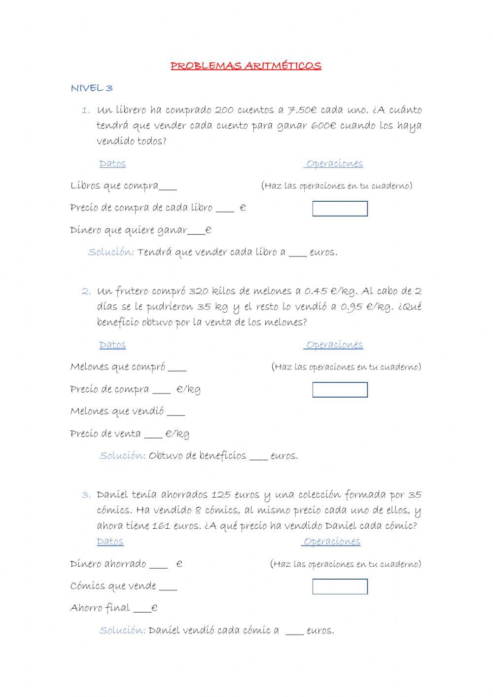Problemas Aritméticos Nivel 3