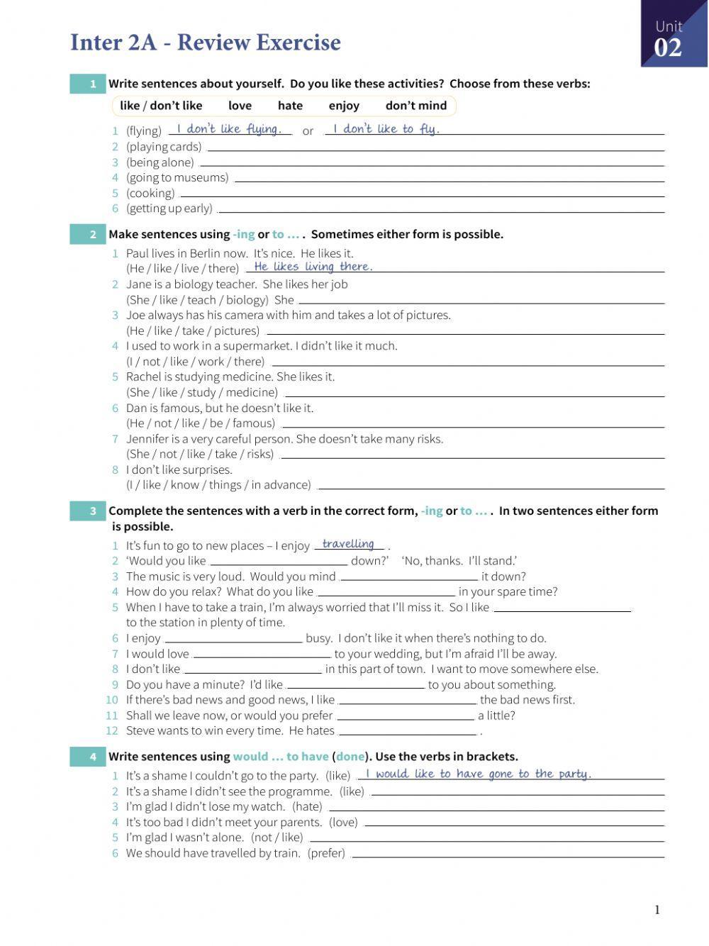 INTER 2A - UNIT 2 - Review Exercise