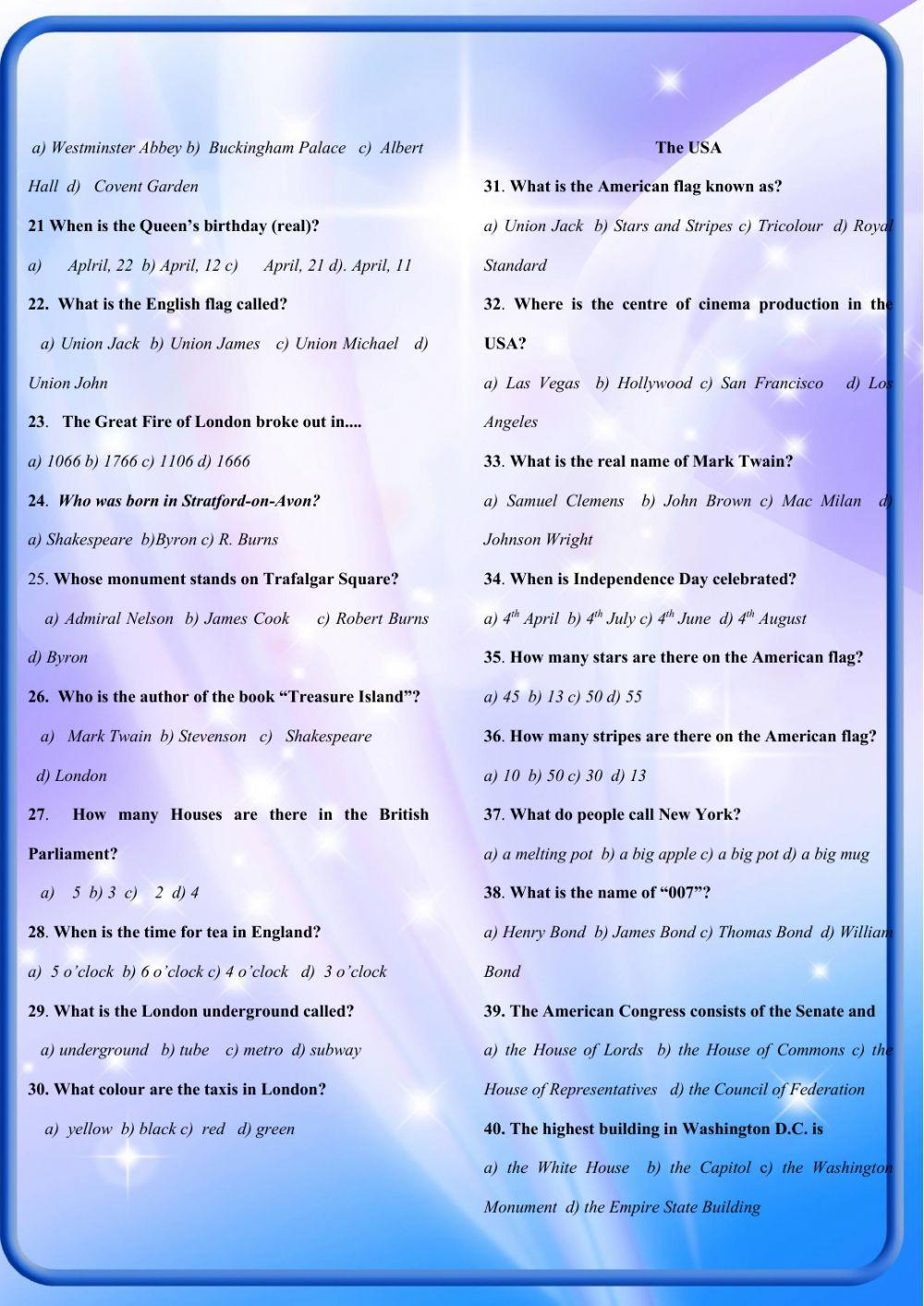 English – Speaking Countries