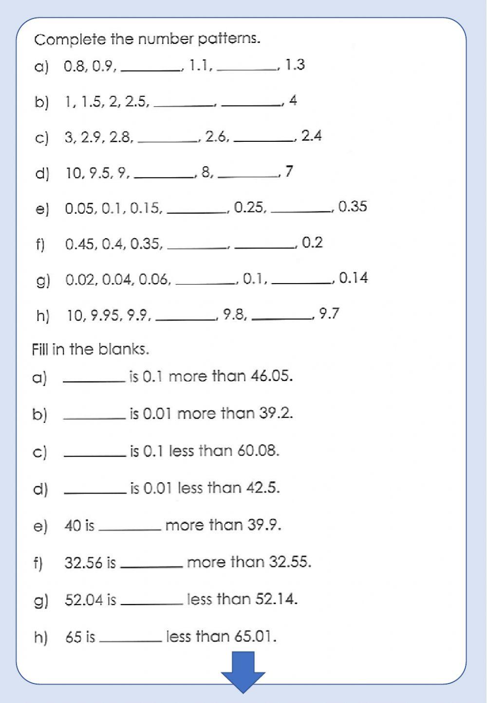Mathematics 4B Decimals H worksheet Live Worksheets