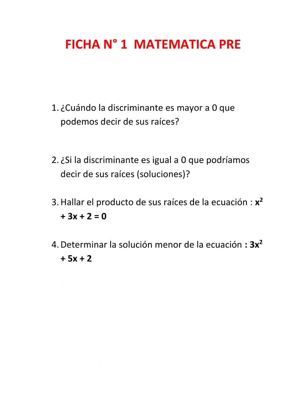 Matematica 1 - pre