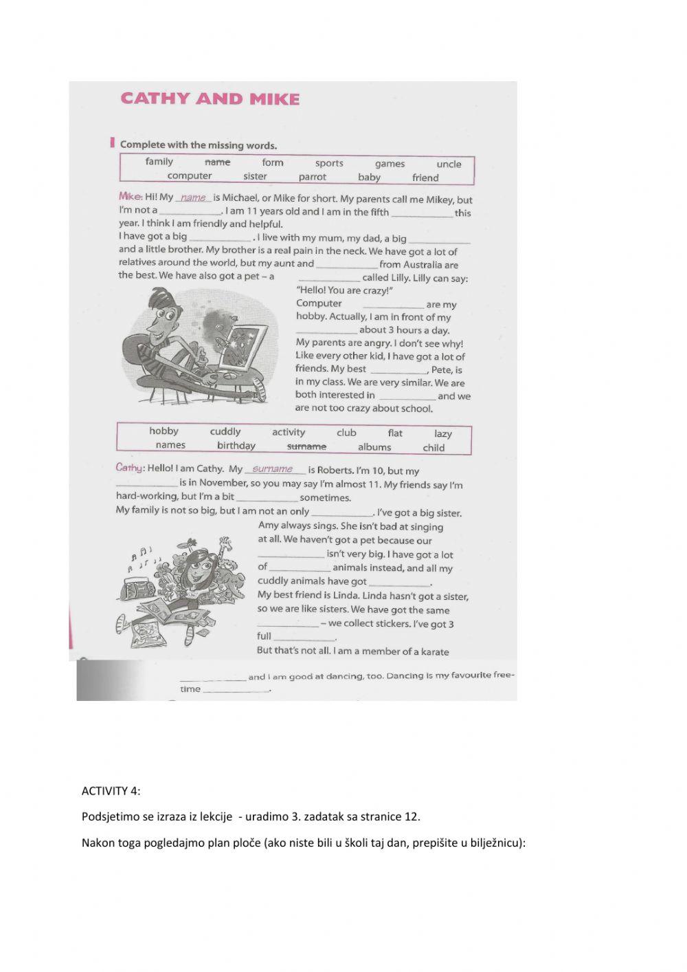 L1: In and out of school - Cathy and Mike