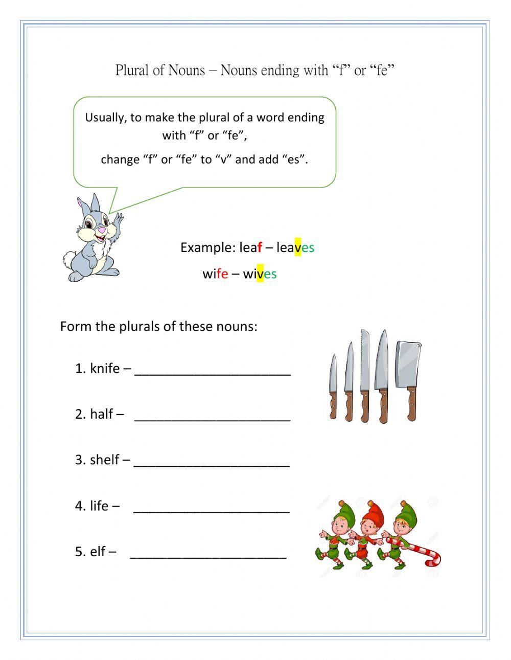 Plurals ending with f-fe