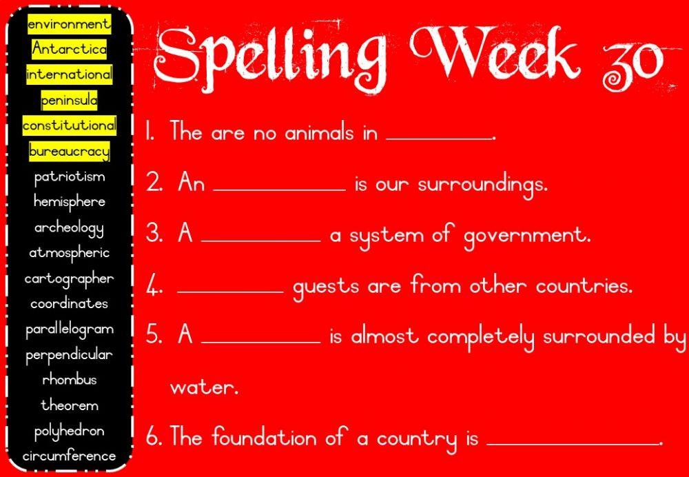 Spelling Monday Week 30