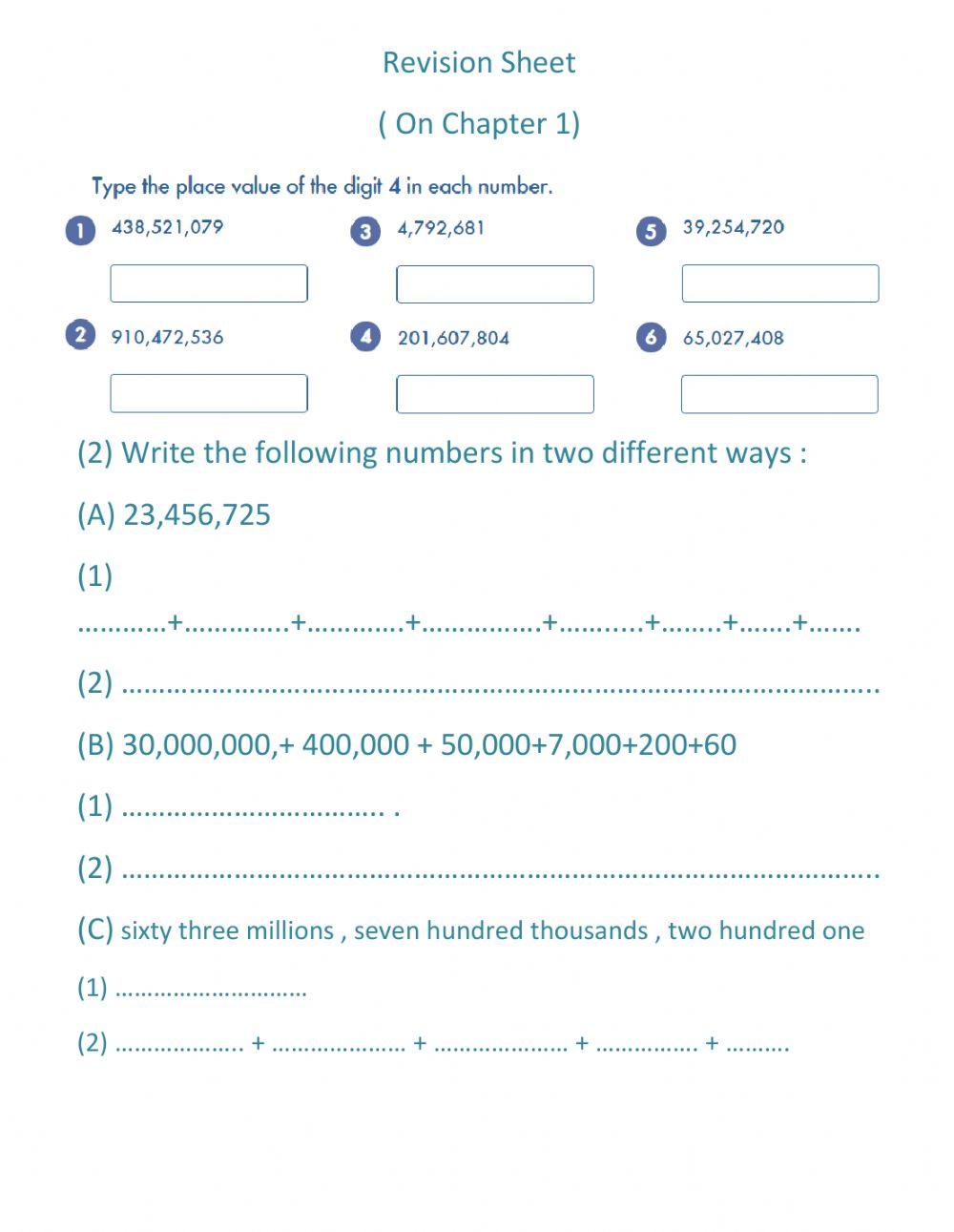 Revision on Chapter 1 (Multiplying Whole Numbers )