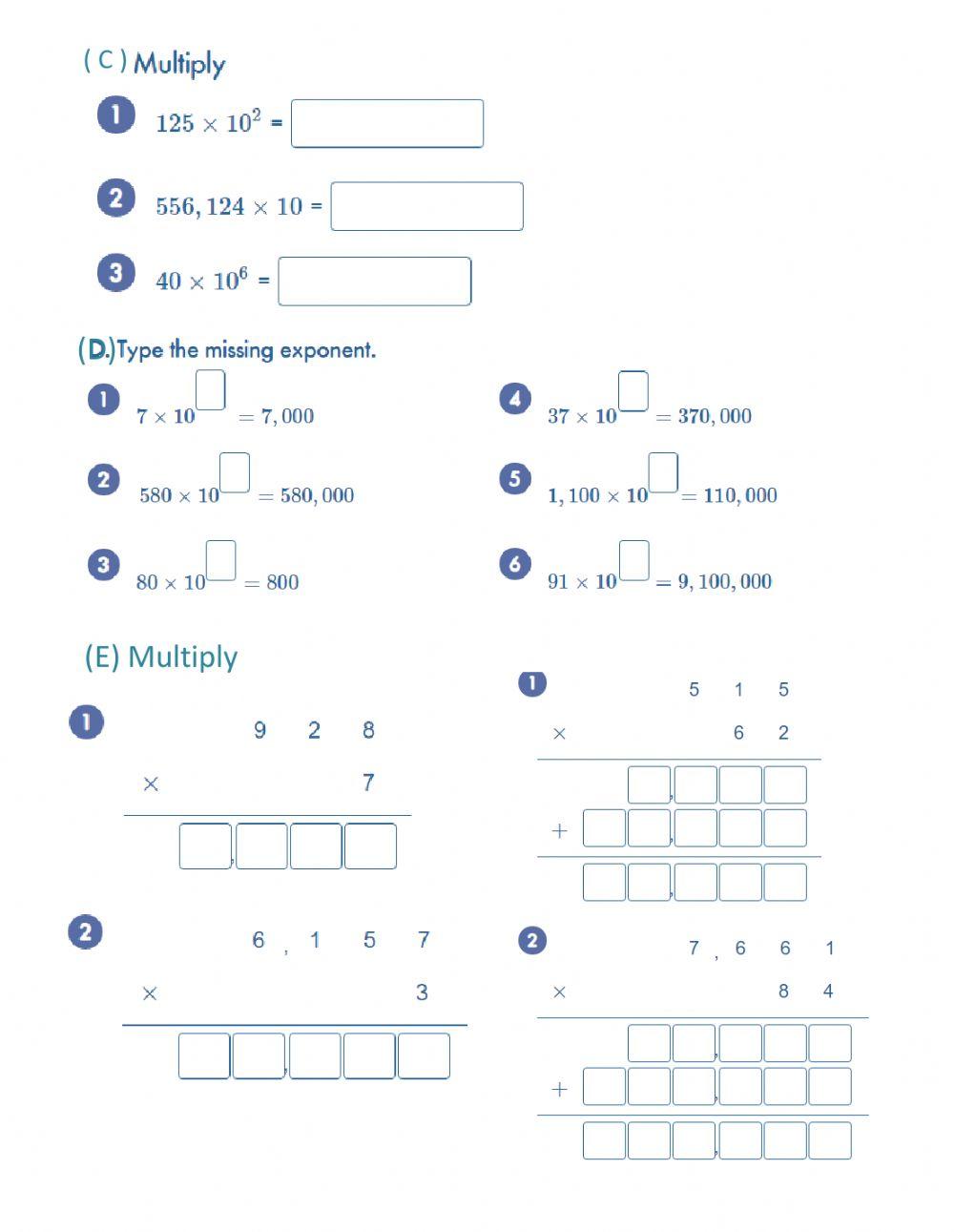 Revision on Chapter 1 (Multiplying Whole Numbers )
