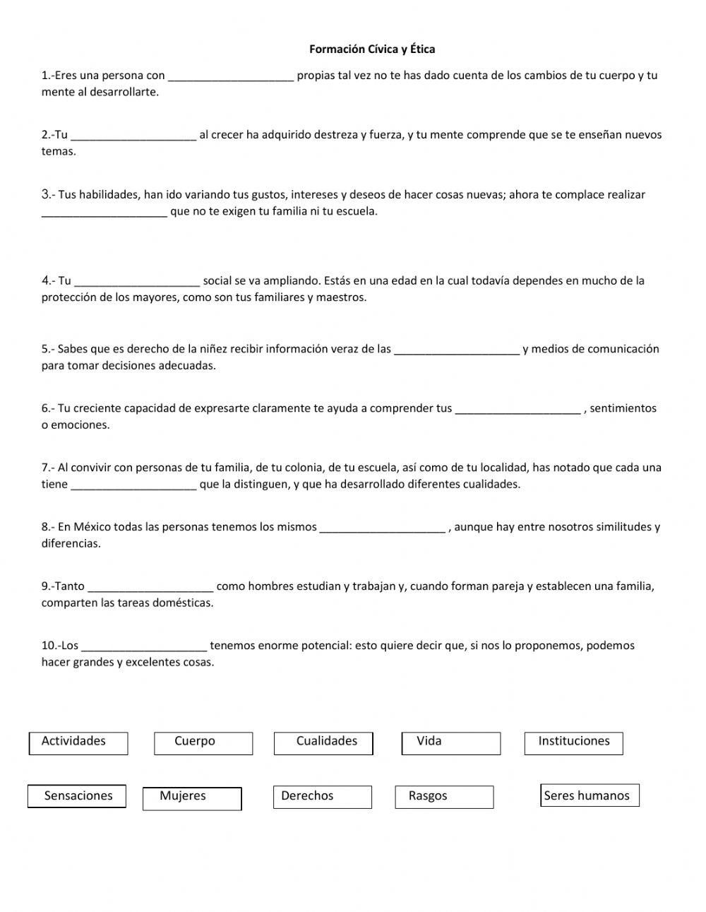 Actividad de Cívica