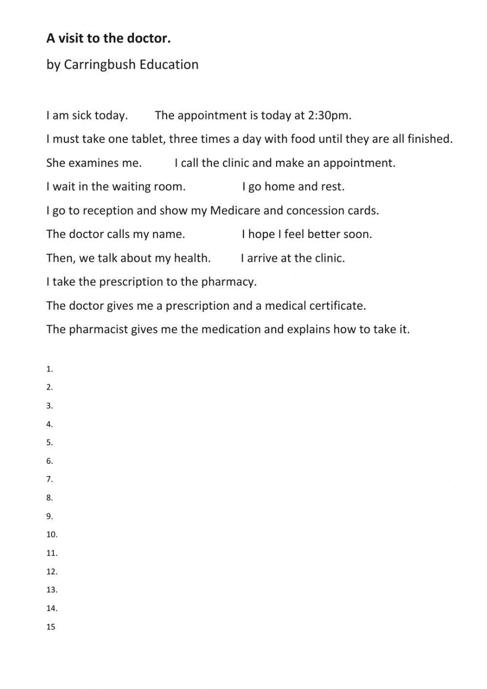 Carringbush A visit to the doctor - sequence