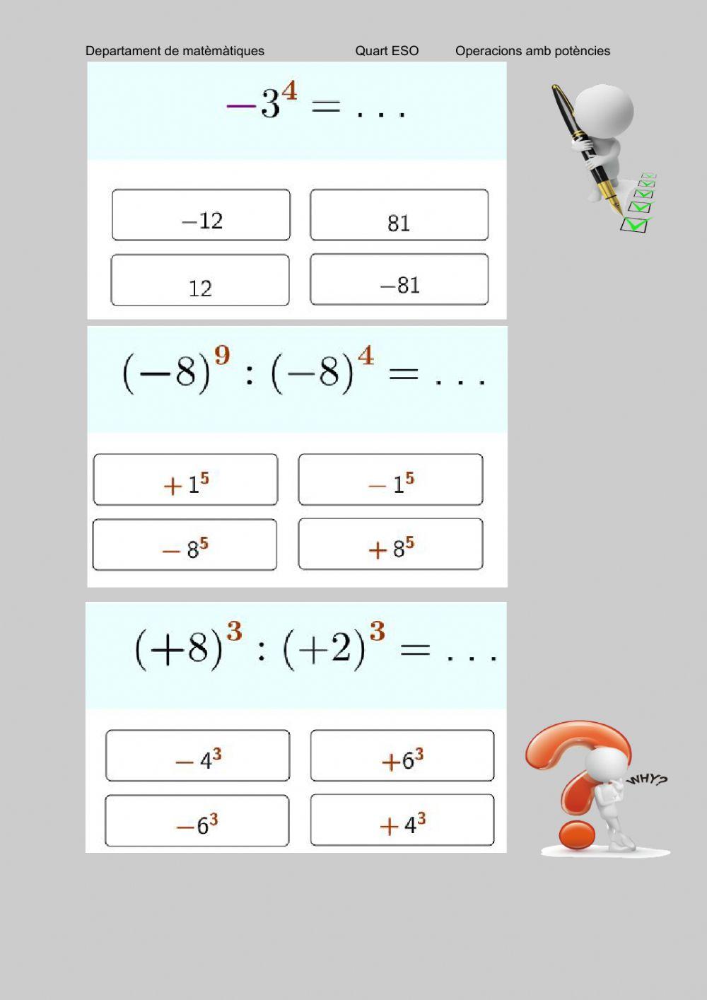 Operacions potències