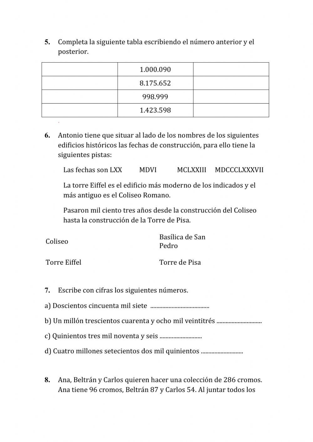 Evaluacion inicial matematicas 5º