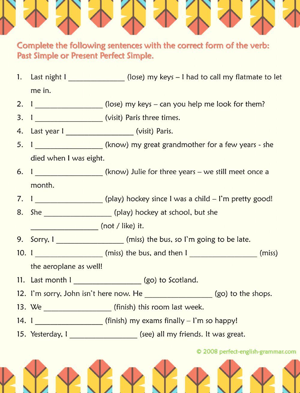 Past Simple vs Present Perfect Simple