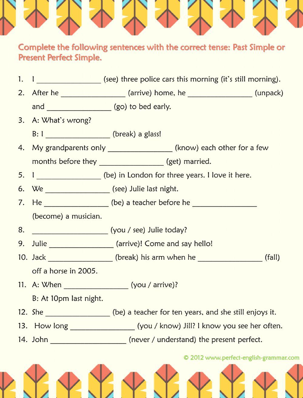 Past Simple vs Present Perfect Simple