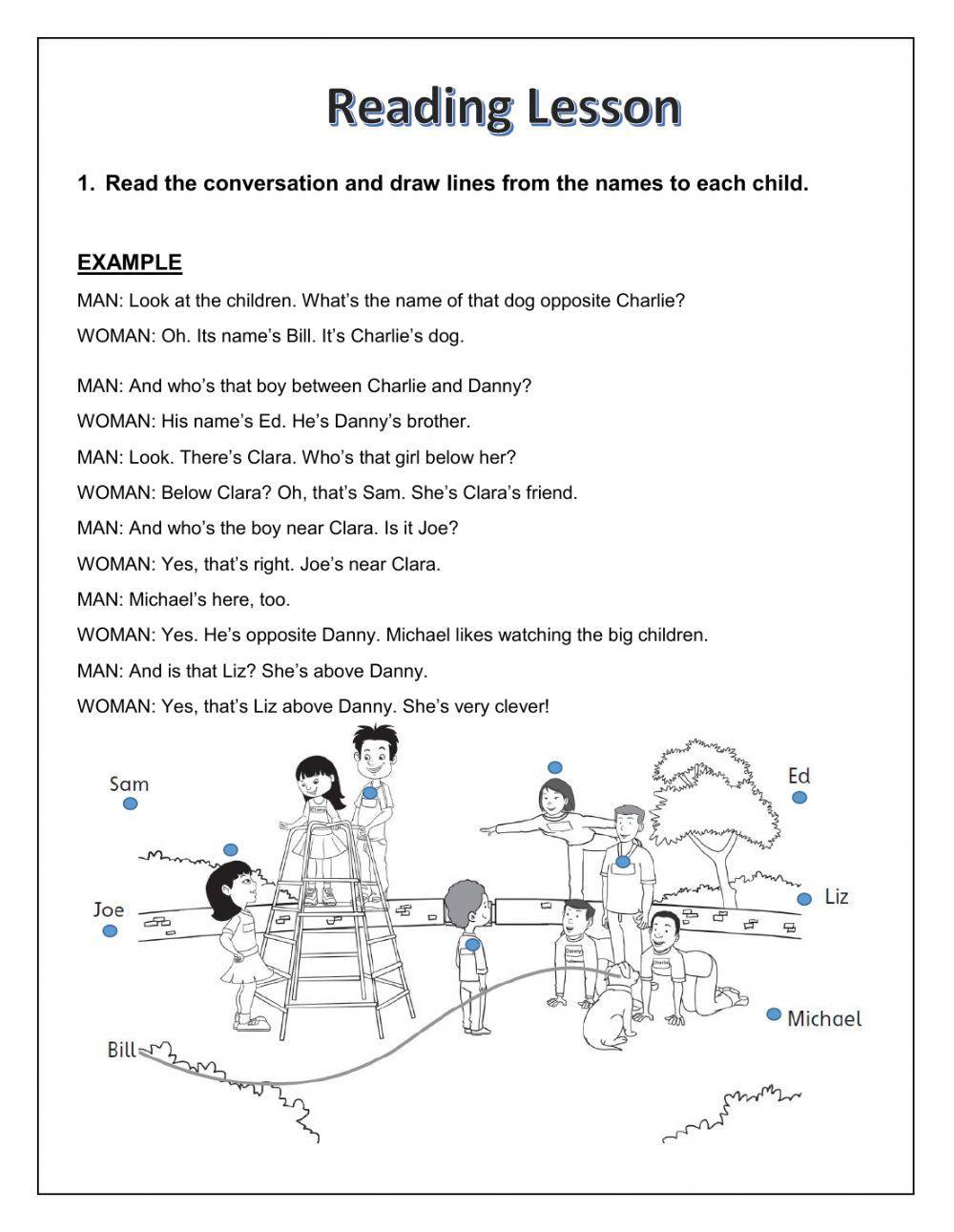 Prepositions of place: Reaing