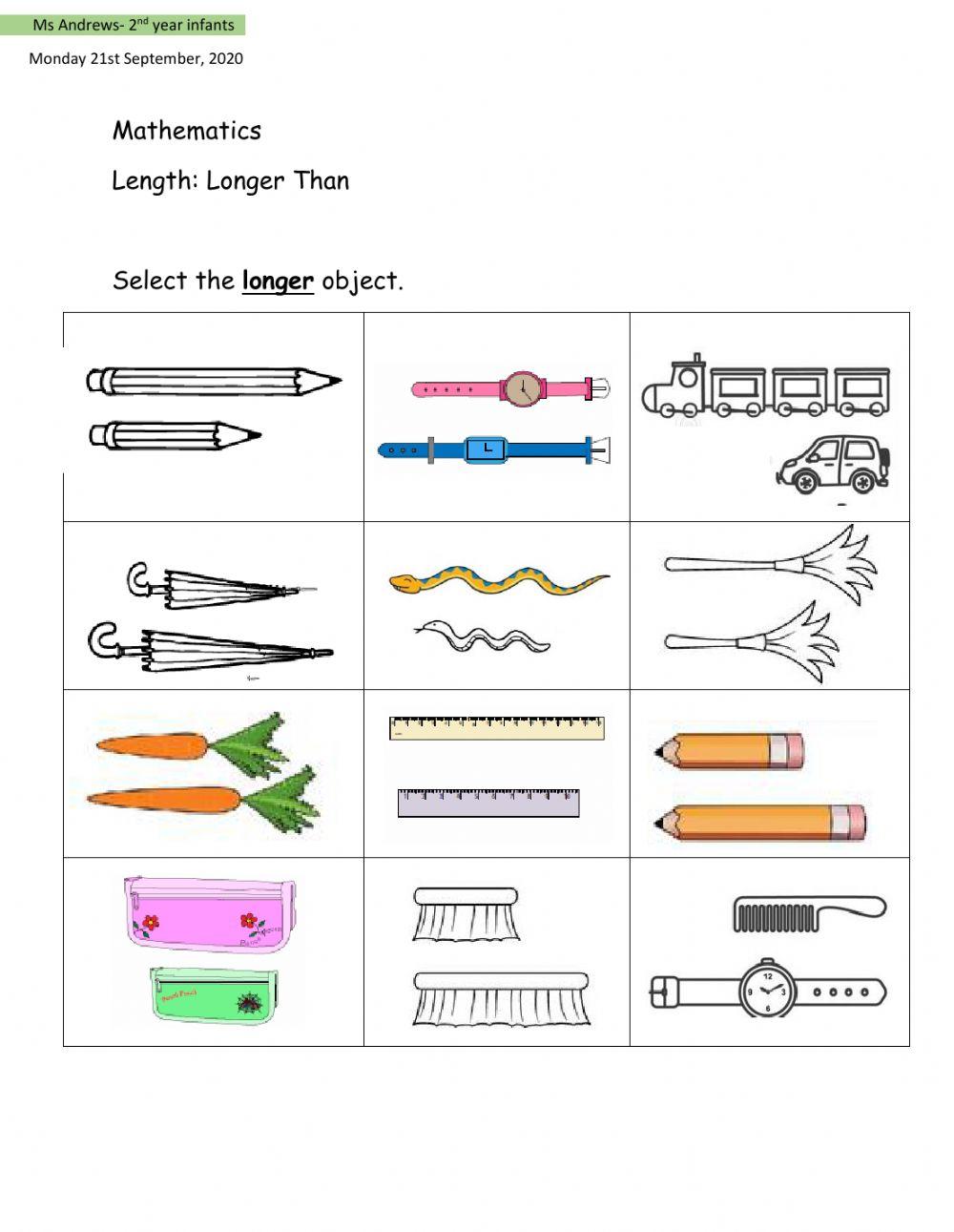 Long And Short Worksheets