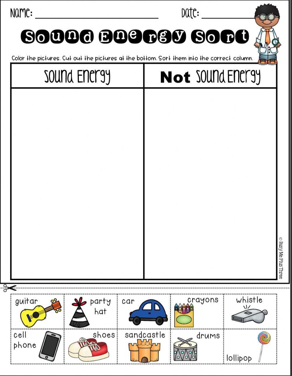 Sound Energy Sort worksheet | Live Worksheets