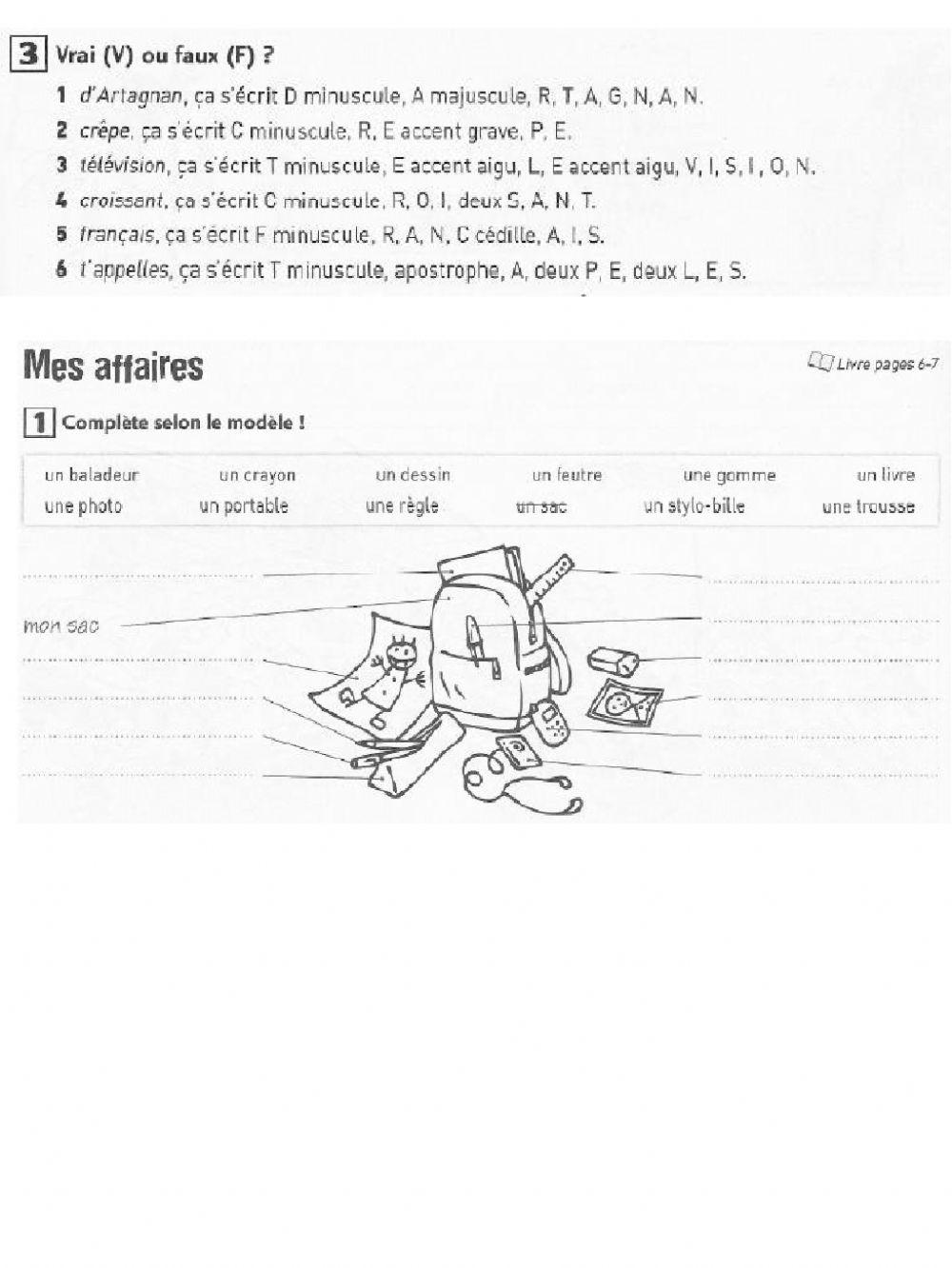 Numeros masculin feminin materiel scolaire