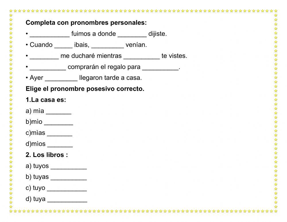Pronombres online pdf activity | Live Worksheets