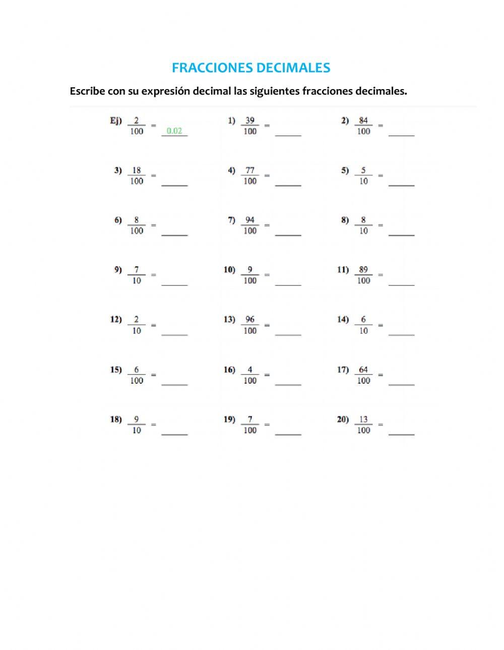 Fracciones decimales