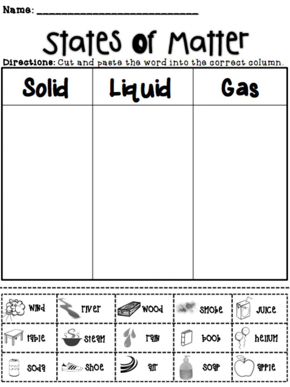 States of Matter Sorting