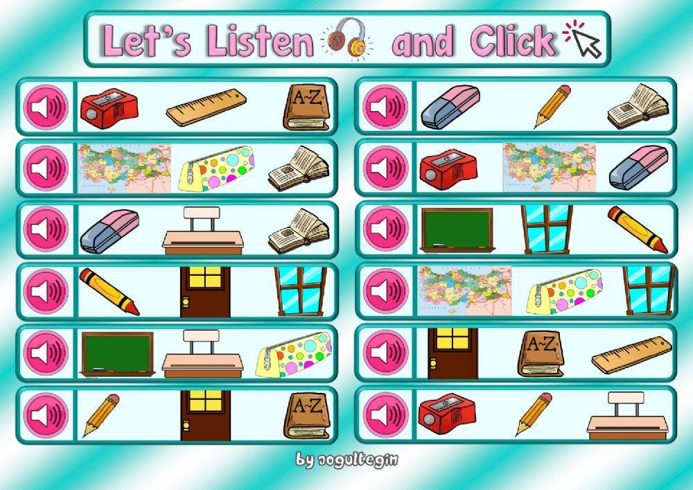 4. 1. Classroom Rules - Classroom Objects - Let's Listen and Click