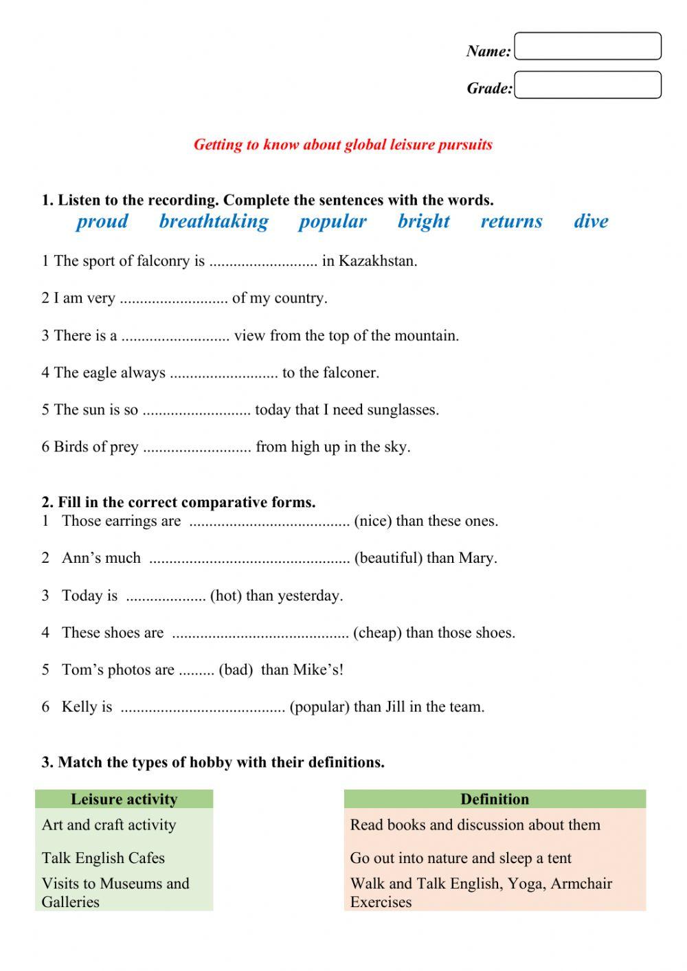 Hobby and global leisure pursuits