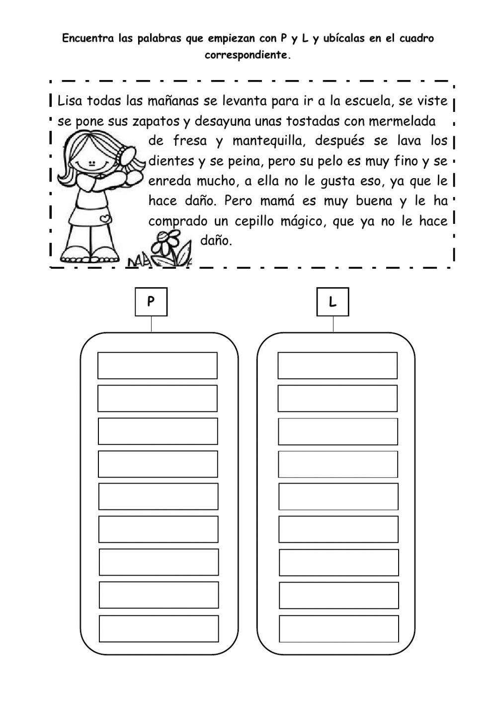 PALABRAS CON P y L